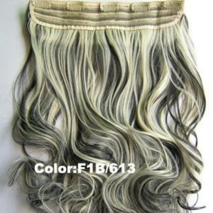 Wavy black blonde highlight clip in hair extension